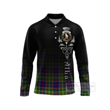 Whitefoord Tartan Long Sleeve Polo Shirt Featuring Alba Gu Brath Family Crest Celtic Inspired Unisex - Tartan Vibes Clothing