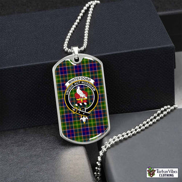 Whitefoord Tartan Dog Tag Necklace with Family Crest Silver No - Tartan Vibes Clothing