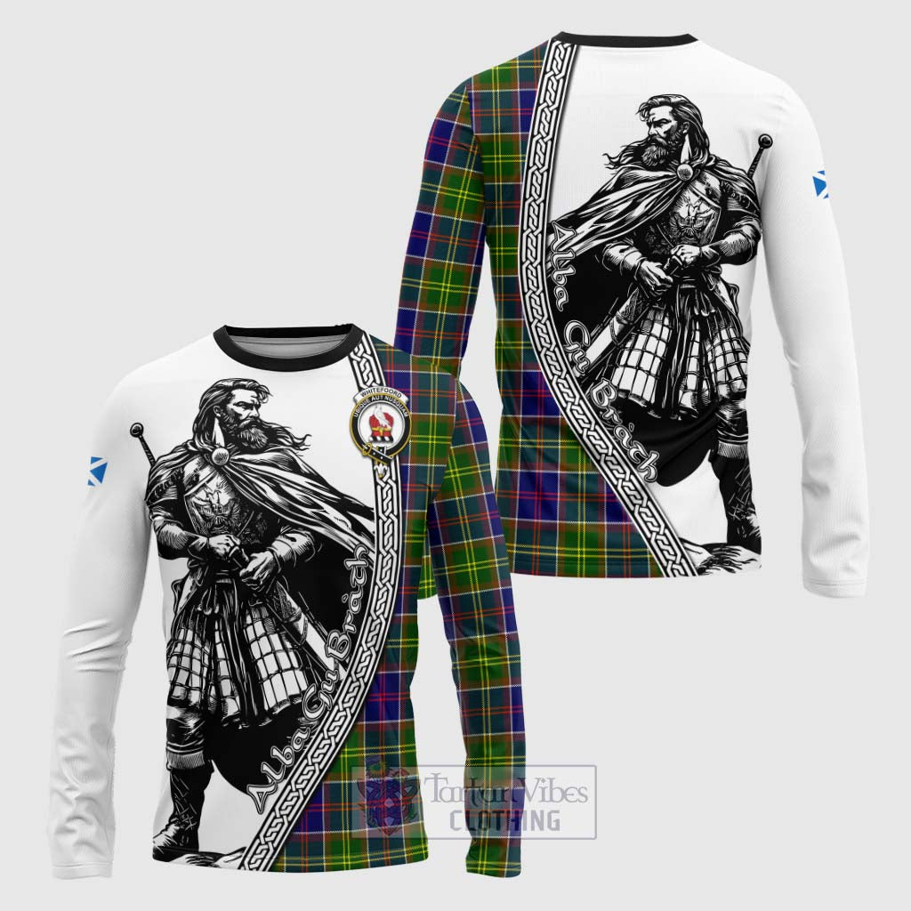 Whitefoord Tartan Clan Crest Long Sleeve T-Shirt with Highlander Warrior Celtic Style Unisex - Tartan Vibes Clothing