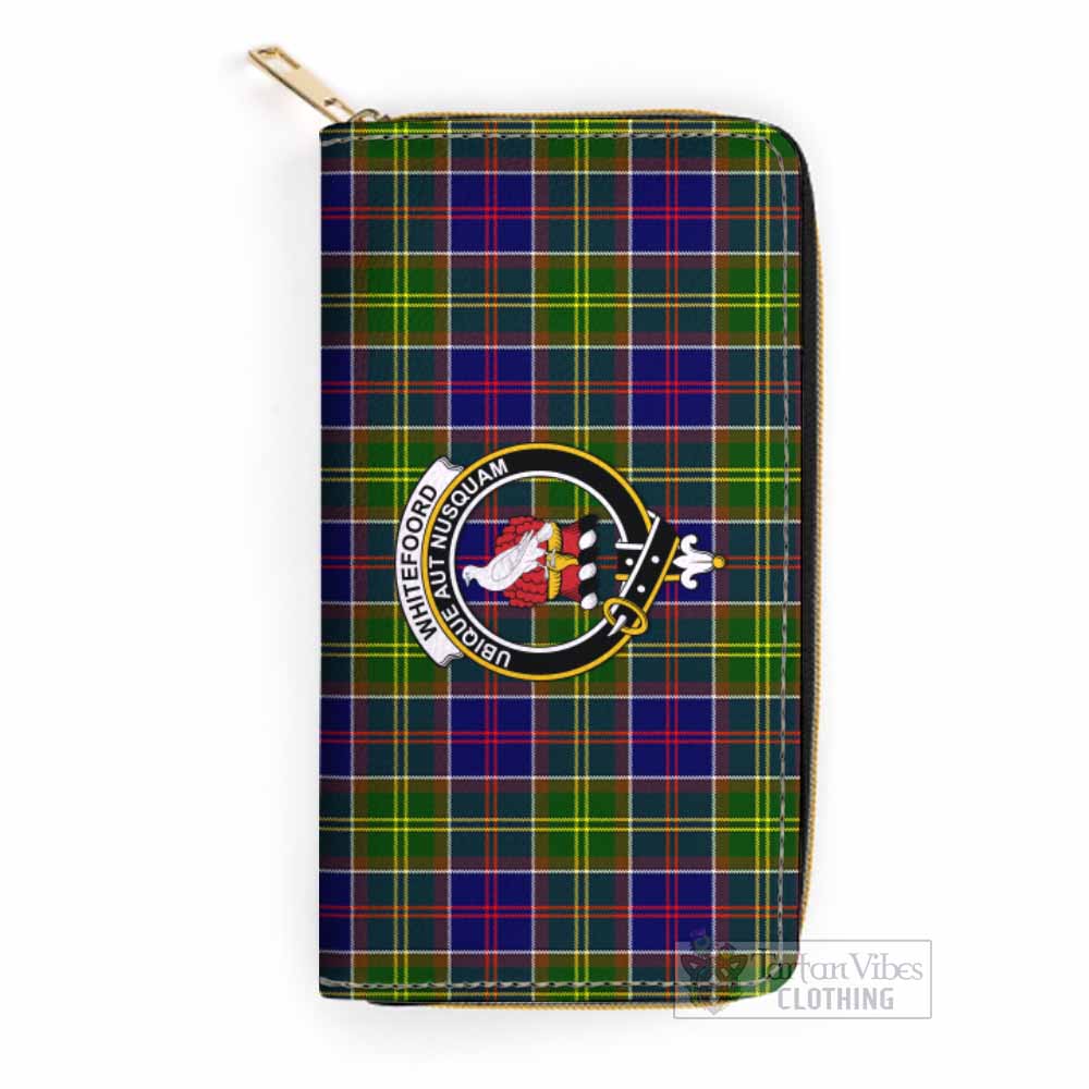 Whitefoord Tartan Women's Leather Wallet with Family Crest One Size 19.7*10.5*3.5 cm - Tartan Vibes Clothing