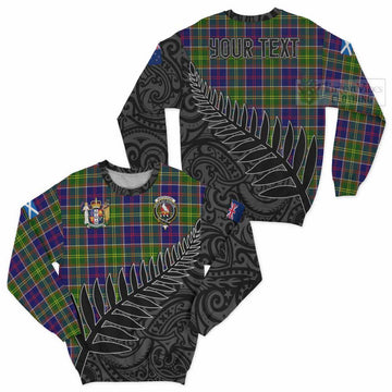 Whitefoord Crest Tartan Sweatshirt with New Zealand Silver Fern Half Style Unisex - Tartan Vibes Clothing