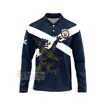 Whitefoord Tartan Lion Rampant Long Sleeve Polo Shirt Proudly Display Your Heritage with Alba Gu Brath and Clan Name Unisex - Tartan Vibes Clothing