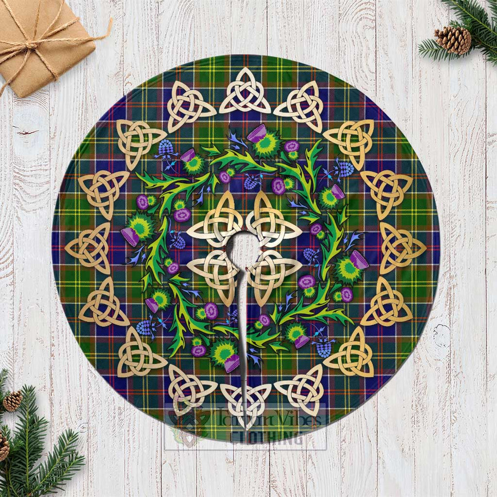 Tartan Vibes Clothing Whitefoord Tartan Christmas Tree Skirt with Thistle Celtic Knot Style