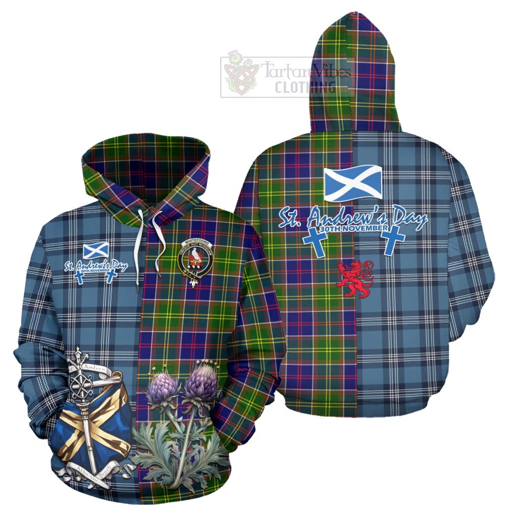 Whitefoord Tartan Hoodie Happy St. Andrew's Day Half Tartan Style Zip Hoodie - Tartan Vibes Clothing