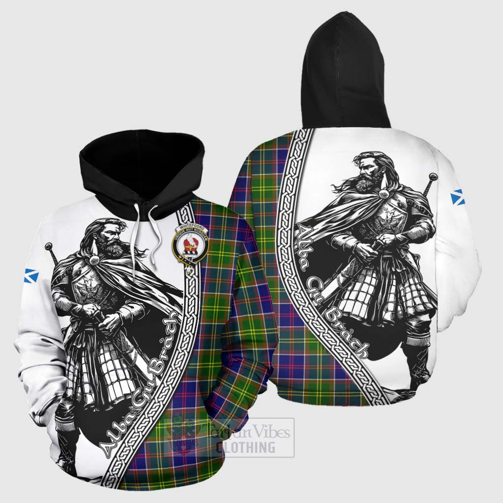 Whitefoord Tartan Clan Crest Hoodie with Highlander Warrior Celtic Style Zip Hoodie - Tartan Vibes Clothing