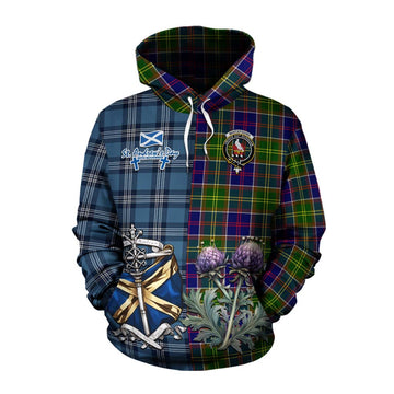 Whitefoord Tartan Cotton Hoodie Happy St. Andrew's Day Half Tartan Style Pullover Hoodie XS - Tartan Vibes Clothing