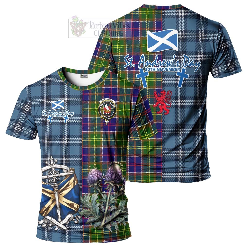 Whitefoord Tartan T-Shirt Happy St. Andrew's Day Half Tartan Style Kid's Shirt - Tartan Vibes Clothing