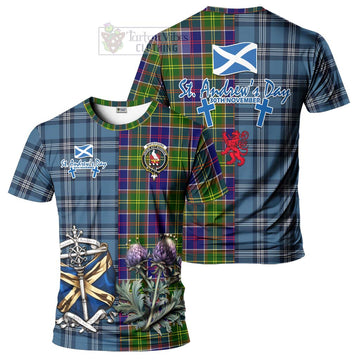 Whitefoord Tartan T-Shirt Happy St. Andrew's Day Half Tartan Style Kid's Shirt - Tartan Vibes Clothing