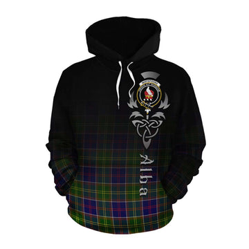 Tartan Vibes Clothing Whitefoord Tartan Cotton Hoodie Featuring Alba Gu Brath Family Crest Celtic Inspired