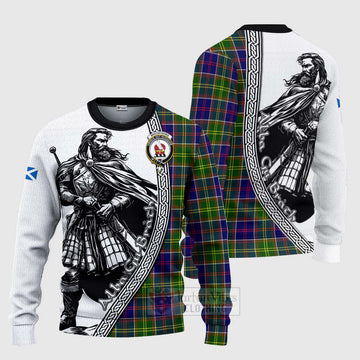 Whitefoord Tartan Clan Crest Knitted Sweater with Highlander Warrior Celtic Style Unisex - Tartan Vibes Clothing