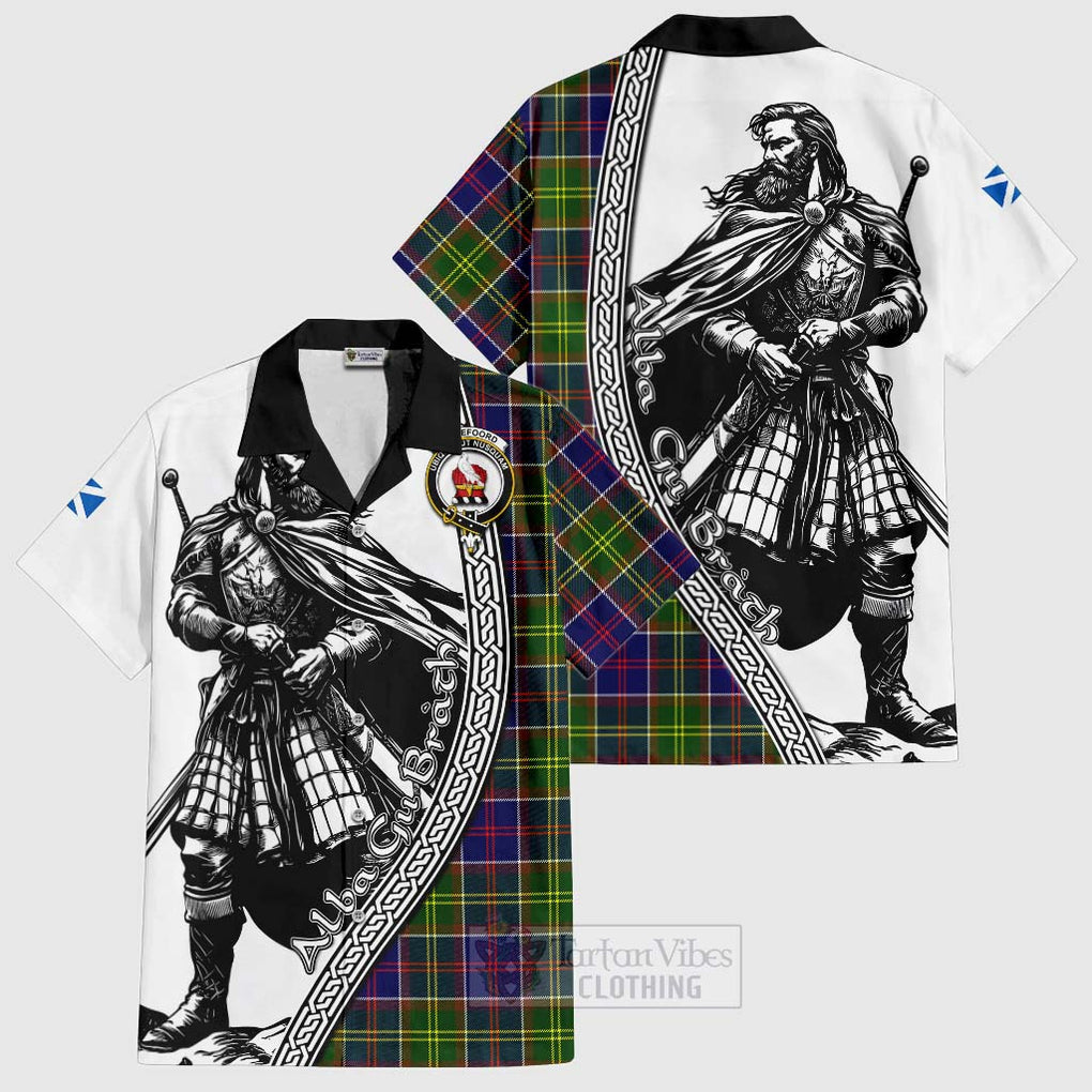 Whitefoord Tartan Clan Crest Hawaiian Shirt with Highlander Warrior Celtic Style Kid - Tartan Vibes Clothing