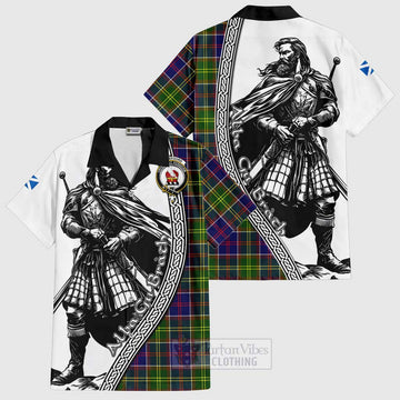 Whitefoord Tartan Clan Crest Hawaiian Shirt with Highlander Warrior Celtic Style Kid - Tartan Vibes Clothing