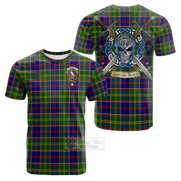 Whitefoord Tartan Cotton T-shirt with Family Crest Celtic Skull Style Kid's Shirt - Tartan Vibes Clothing