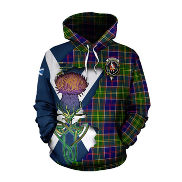 Tartan Vibes Clothing Whitefoord Tartan Family Crest Cotton Hoodie Scottish Thistle Celtic Inspired