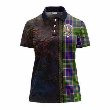 Whitefoord Tartan Family Crest Women's Polo Shirt Alba Gu Brath Be Brave Lion Ancient Style Women - Tartan Vibes Clothing