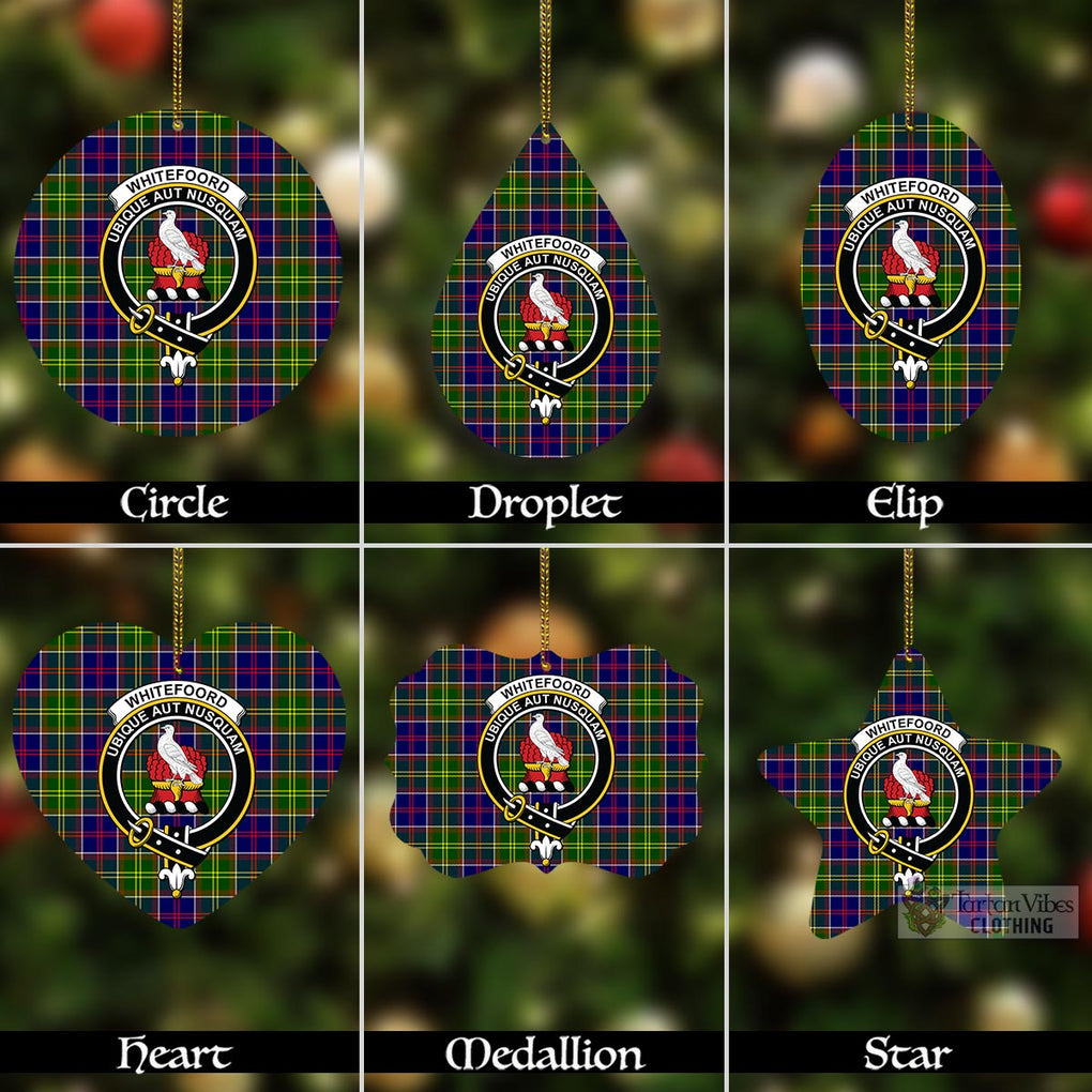 Whitefoord Tartan Christmas Aluminium Ornament with Family Crest Aluminium - Tartan Vibes Clothing