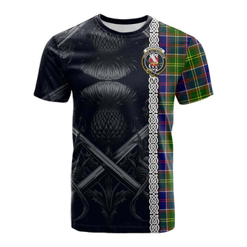 Tartan Vibes Clothing Whitefoord Tartan Cotton T-shirt with Family Crest Cross Sword Thistle Celtic Vibes