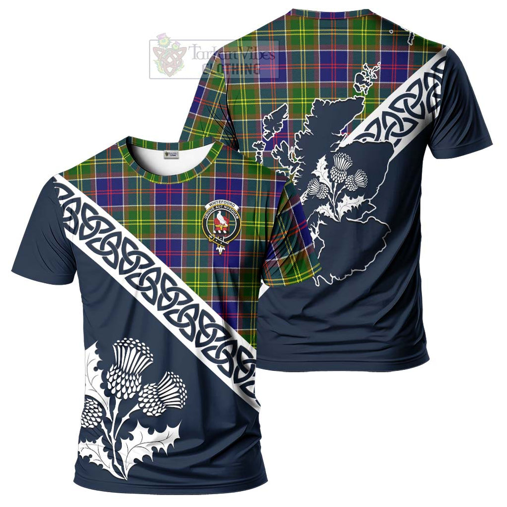 Whitefoord Tartan T-Shirt Featuring Thistle and Scotland Map Kid's Shirt - Tartanvibesclothing Store
