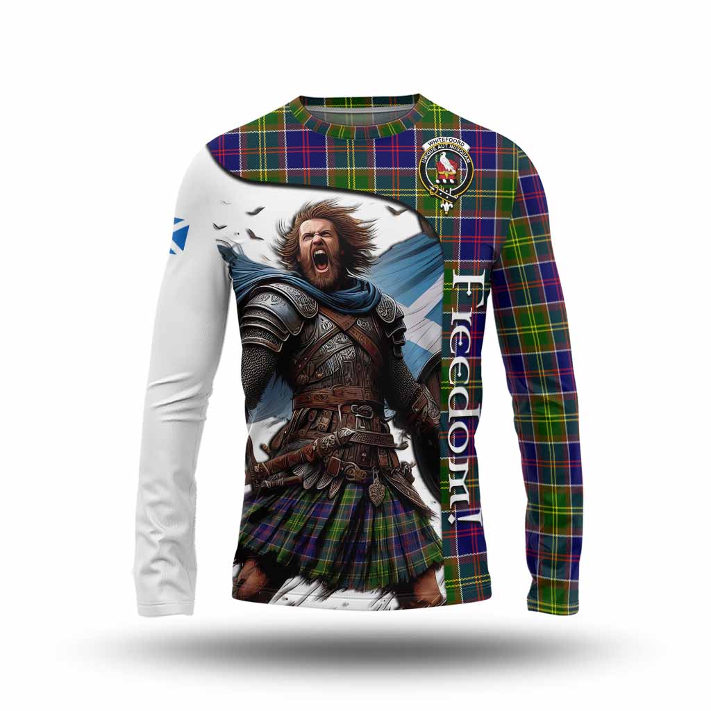 Tartan Vibes Clothing Whitefoord Crest Tartan Long Sleeve T-Shirt Inspired by the Freedom of Scottish Warrior