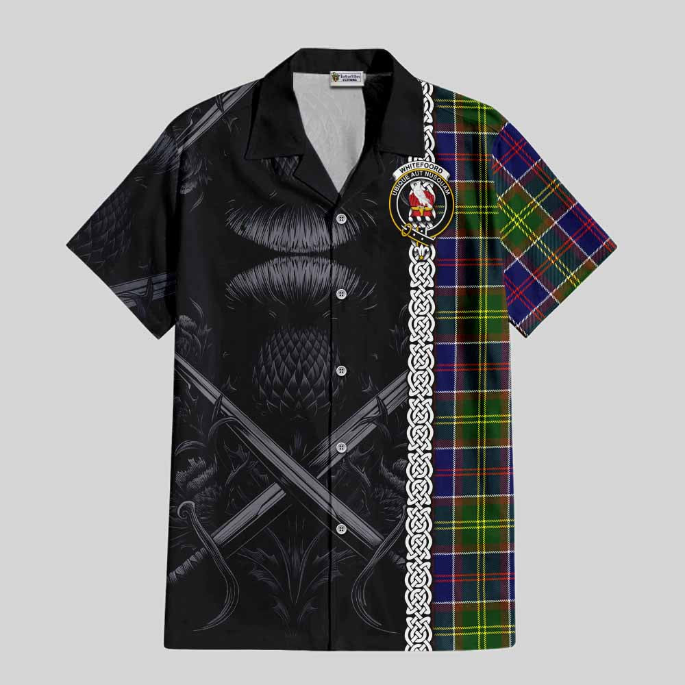 Whitefoord Tartan Hawaiian Shirt with Family Crest Cross Sword Thistle Celtic Vibes Kid - Tartan Vibes Clothing