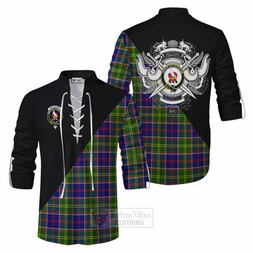 Whitefoord Tartan Ghillie Kilt Shirt with Family Crest and Military Logo Style Men - Tartan Vibes Clothing