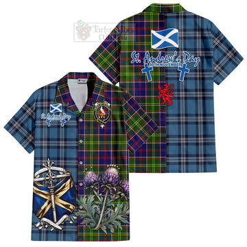 Whitefoord Tartan Hawaiian Shirt Happy St. Andrew's Day Half Tartan Style Kid - Tartan Vibes Clothing