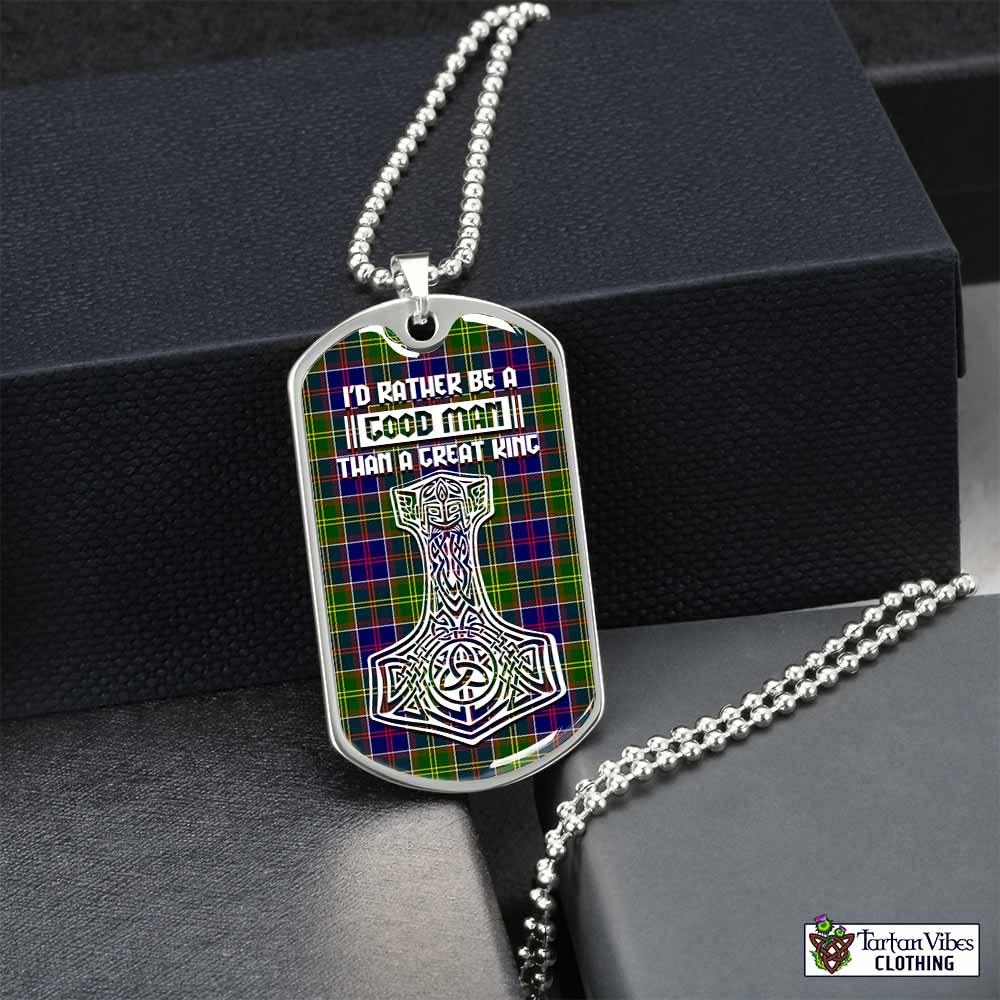 Whitefoord Tartan Dog Tag Necklace Viking Mjolnir Style Silver No - Tartan Vibes Clothing