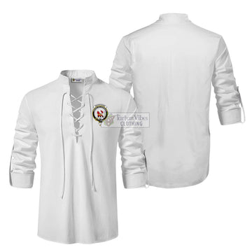 Whitefoord Clan Crest Ghillie Kilt Shirt Men White - 2D-tartanvibesclothing