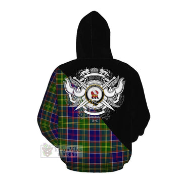 Whitefoord Tartan Cotton Hoodie with Family Crest and Military Logo Style Pullover Hoodie - Tartan Vibes Clothing