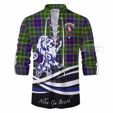 Whitefoord Tartan Ghillie Kilt Shirt with Alba Gu Brath Regal Lion Emblem - Tartan Vibes Clothing