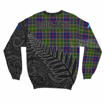 Whitefoord Crest Tartan Sweatshirt with New Zealand Silver Fern Half Style - Tartan Vibes Clothing