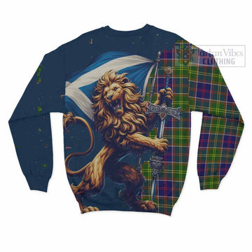 Whitefoord Tartan Family Crest Sweatshirt with Scottish Majestic Lion - Tartan Vibes Clothing