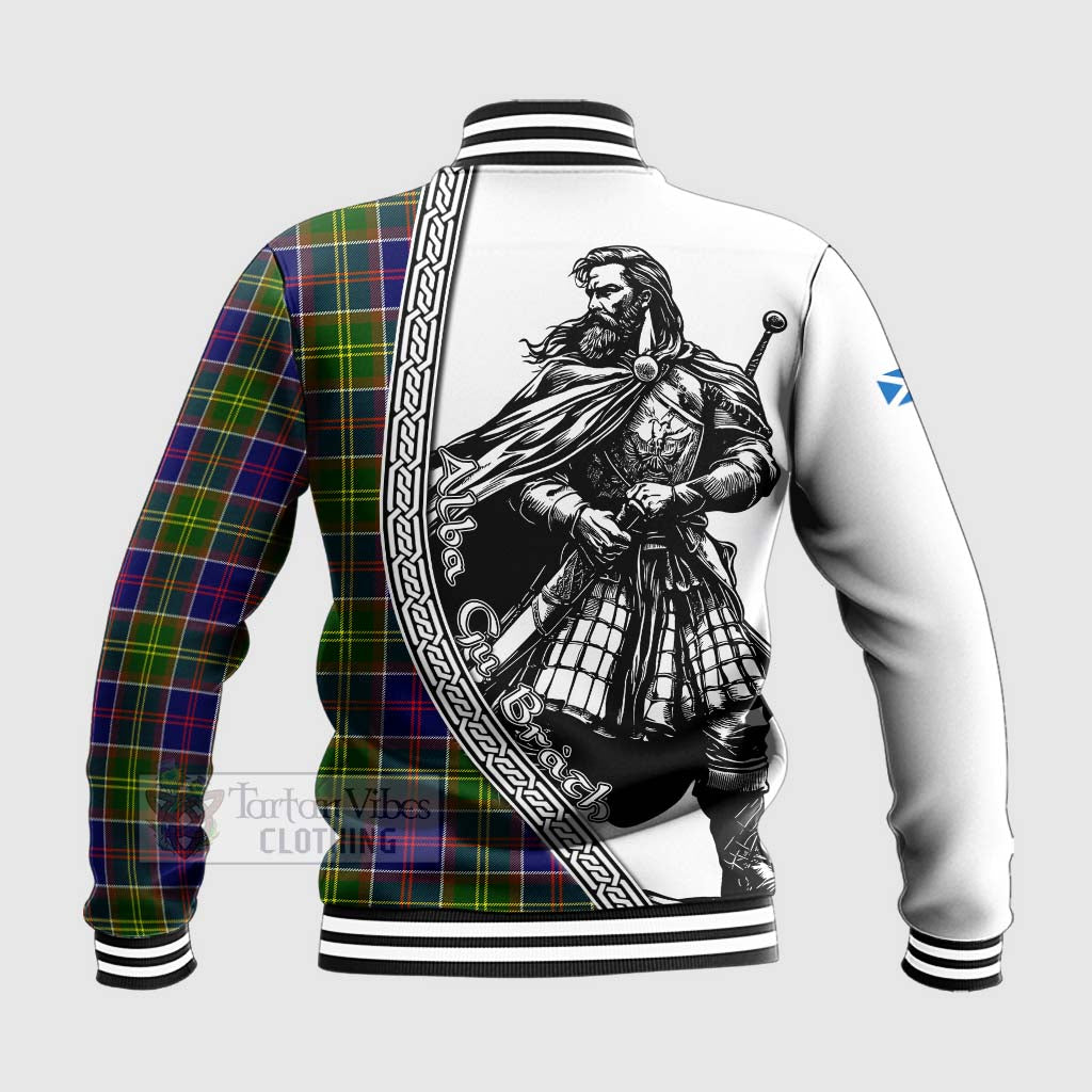 Whitefoord Tartan Clan Crest Baseball Jacket with Highlander Warrior Celtic Style - Tartan Vibes Clothing
