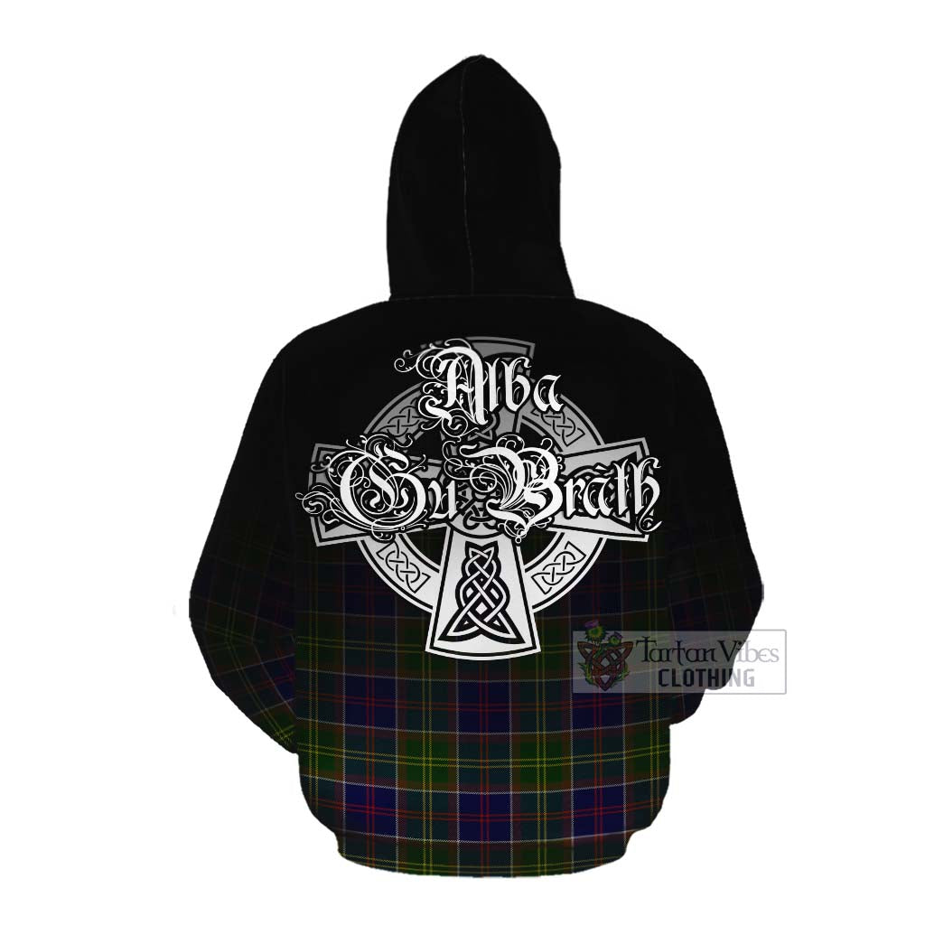 Tartan Vibes Clothing Whitefoord Tartan Cotton Hoodie Featuring Alba Gu Brath Family Crest Celtic Inspired