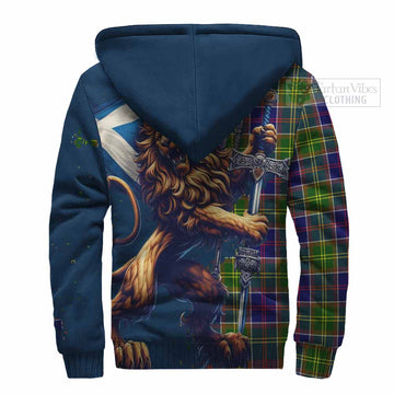 Whitefoord Tartan Family Crest Sherpa Hoodie with Scottish Majestic Lion - Tartan Vibes Clothing