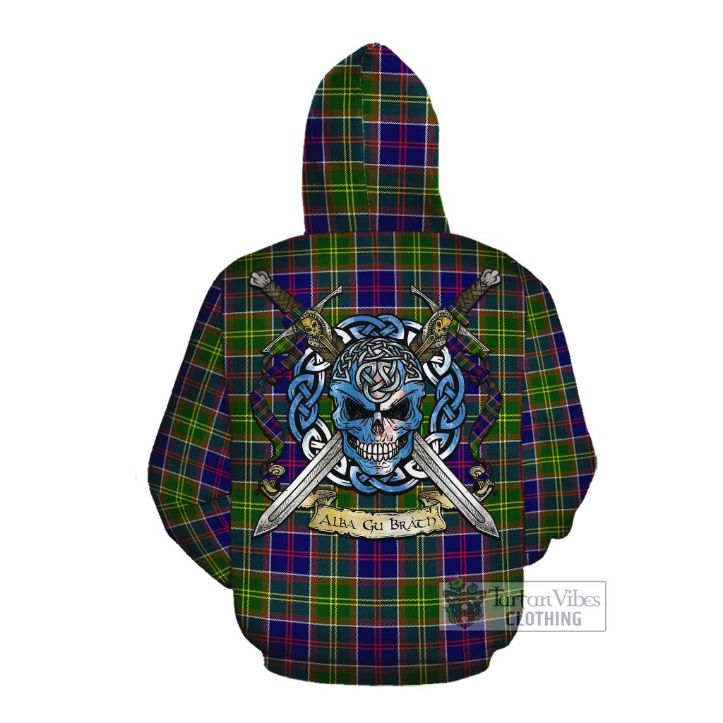 Whitefoord Tartan Cotton Hoodie with Family Crest Celtic Skull Style Pullover Hoodie - Tartan Vibes Clothing