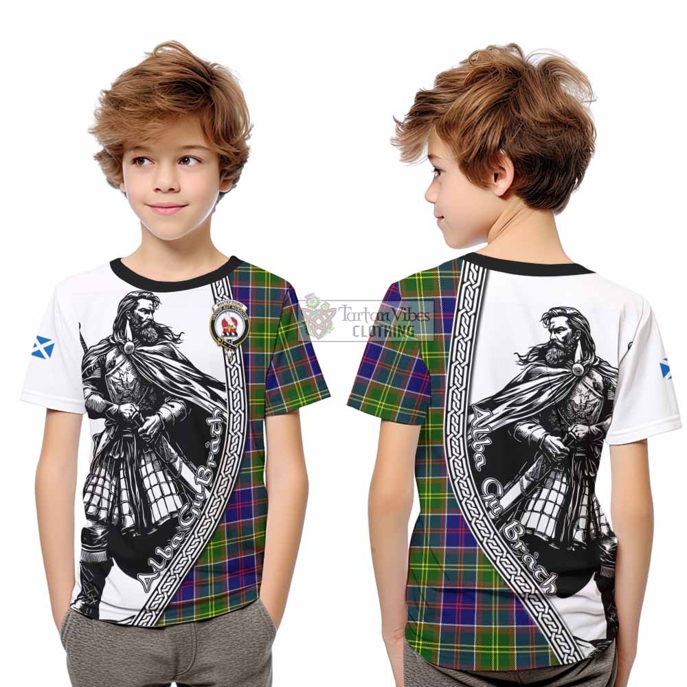 Whitefoord Tartan Clan Crest Kid T-Shirt with Highlander Warrior Celtic Style - Tartan Vibes Clothing