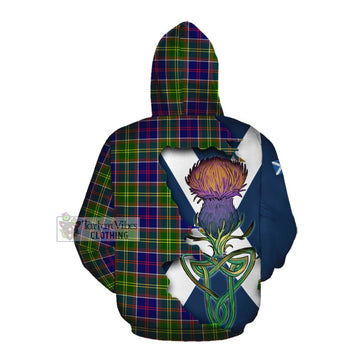 Tartan Vibes Clothing Whitefoord Tartan Family Crest Cotton Hoodie Scottish Thistle Celtic Inspired