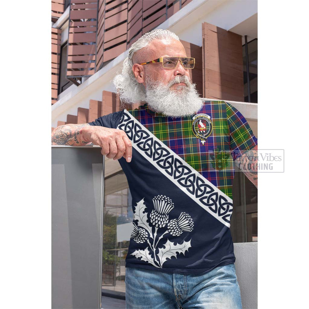 Whitefoord Tartan Cotton T-shirt Featuring Thistle and Scotland Map Men's Shirt - Tartan Vibes Clothing