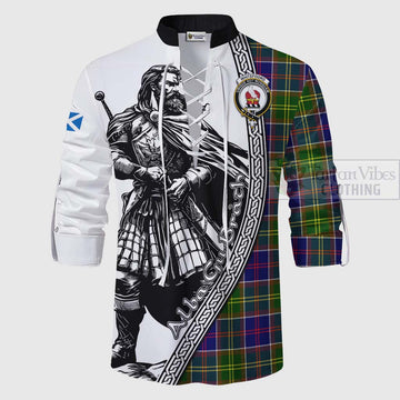 Whitefoord Tartan Clan Crest Ghillie Kilt Shirt with Highlander Warrior Celtic Style - Tartan Vibes Clothing