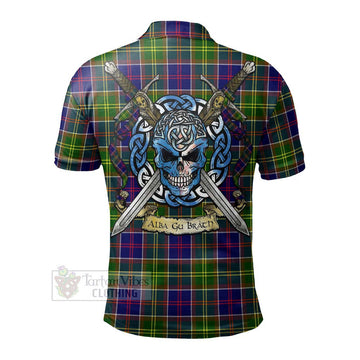 Whitefoord Tartan Polo Shirt with Family Crest Celtic Skull Style - Tartan Vibes Clothing