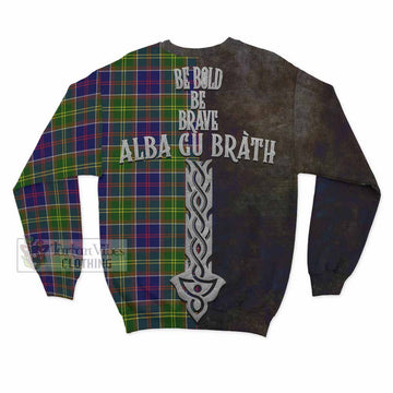 Whitefoord Tartan Family Crest Sweatshirt Alba Gu Brath Be Brave Lion Ancient Style - Tartan Vibes Clothing