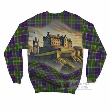 Whitefoord Tartan Family Crest Sweatshirt with Scottish Ancient Castle Style - Tartan Vibes Clothing
