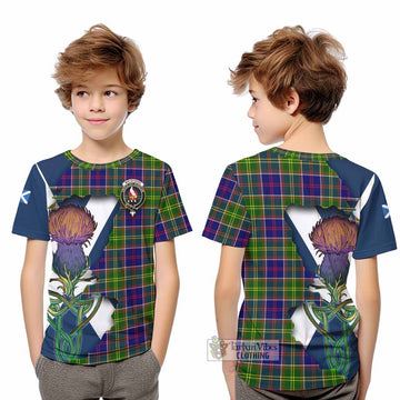 Tartan Vibes Clothing Whitefoord Tartan Family Crest Kid T-Shirt Scottish Thistle Celtic Inspired