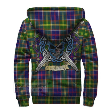 Whitefoord Tartan Sherpa Hoodie with Family Crest Celtic Skull Style - Tartan Vibes Clothing