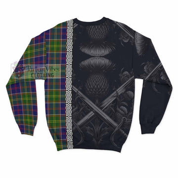 Whitefoord Tartan Sweatshirt with Family Crest Cross Sword Thistle Celtic Vibes - Tartan Vibes Clothing