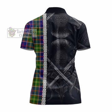 Whitefoord Tartan Women's Polo Shirt with Family Crest Cross Sword Thistle Celtic Vibes - Tartan Vibes Clothing