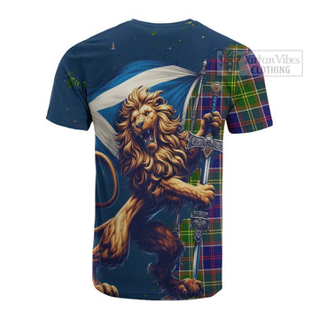 Whitefoord Tartan Family Crest Cotton T-shirt with Scottish Majestic Lion - Tartan Vibes Clothing