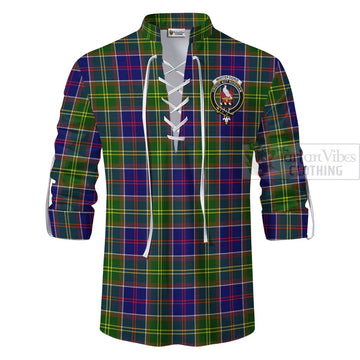Whitefoord Tartan Ghillie Kilt Shirt with Family Crest and Bearded Skull Holding Bottles of Whiskey - Tartan Vibes Clothing