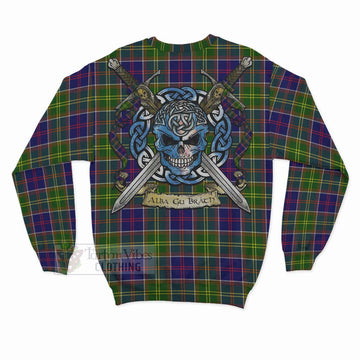 Whitefoord Tartan Sweatshirt with Family Crest Celtic Skull Style - Tartan Vibes Clothing